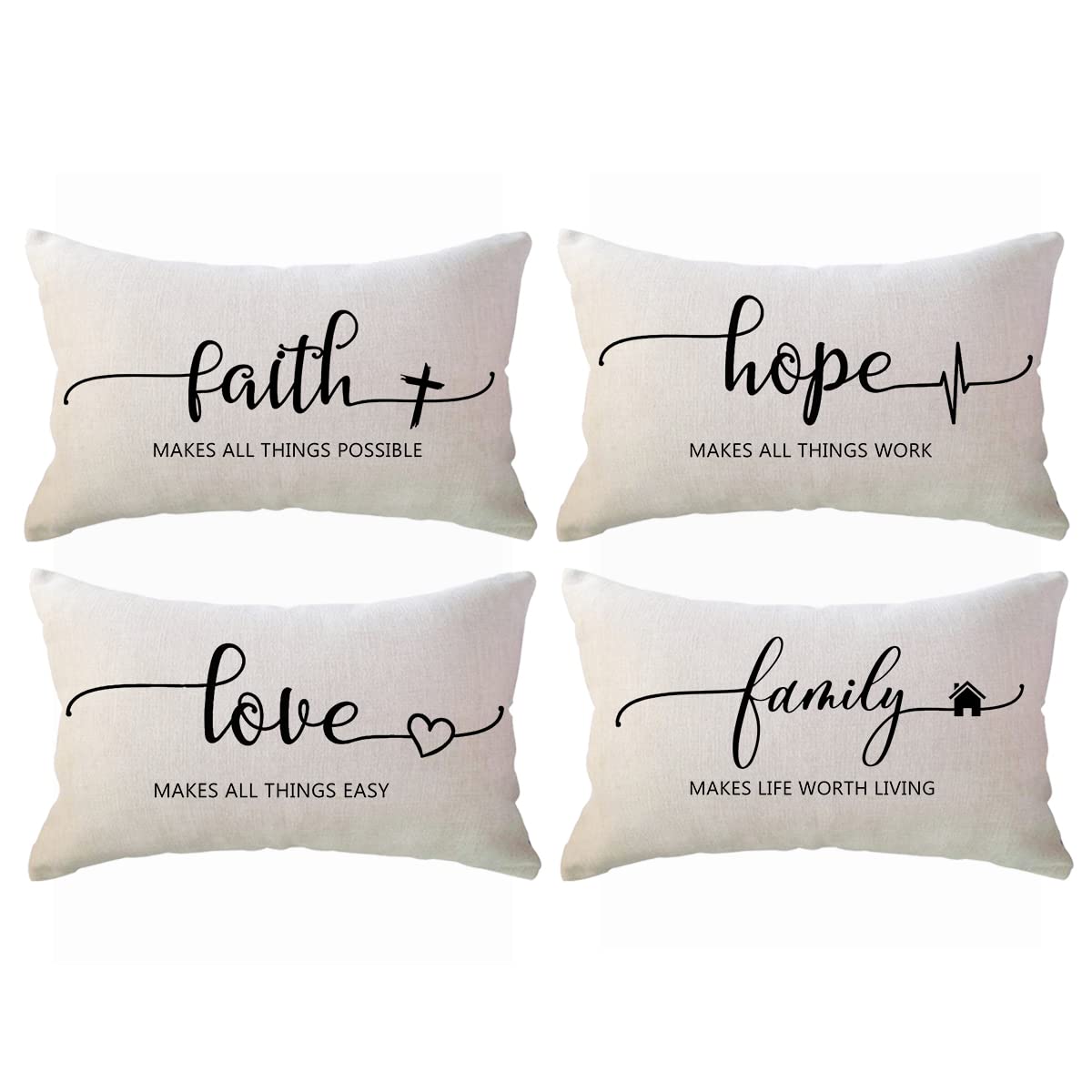Amazon.com: Inspirational Saying Lumbar Throw Pillow Covers Faith